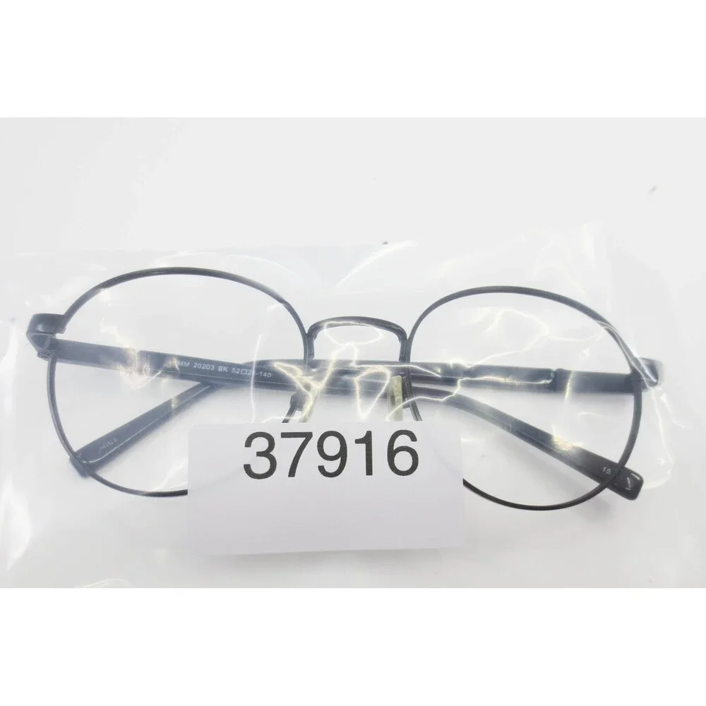 MM 20203 BK Round Matte Black Metal Eyeglass Frames 52-21-140 Mens Womens